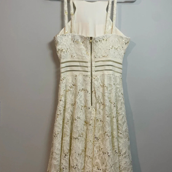 Jodi Kristopher Lace white dress with sequins 3 - Picture 6 of 12
